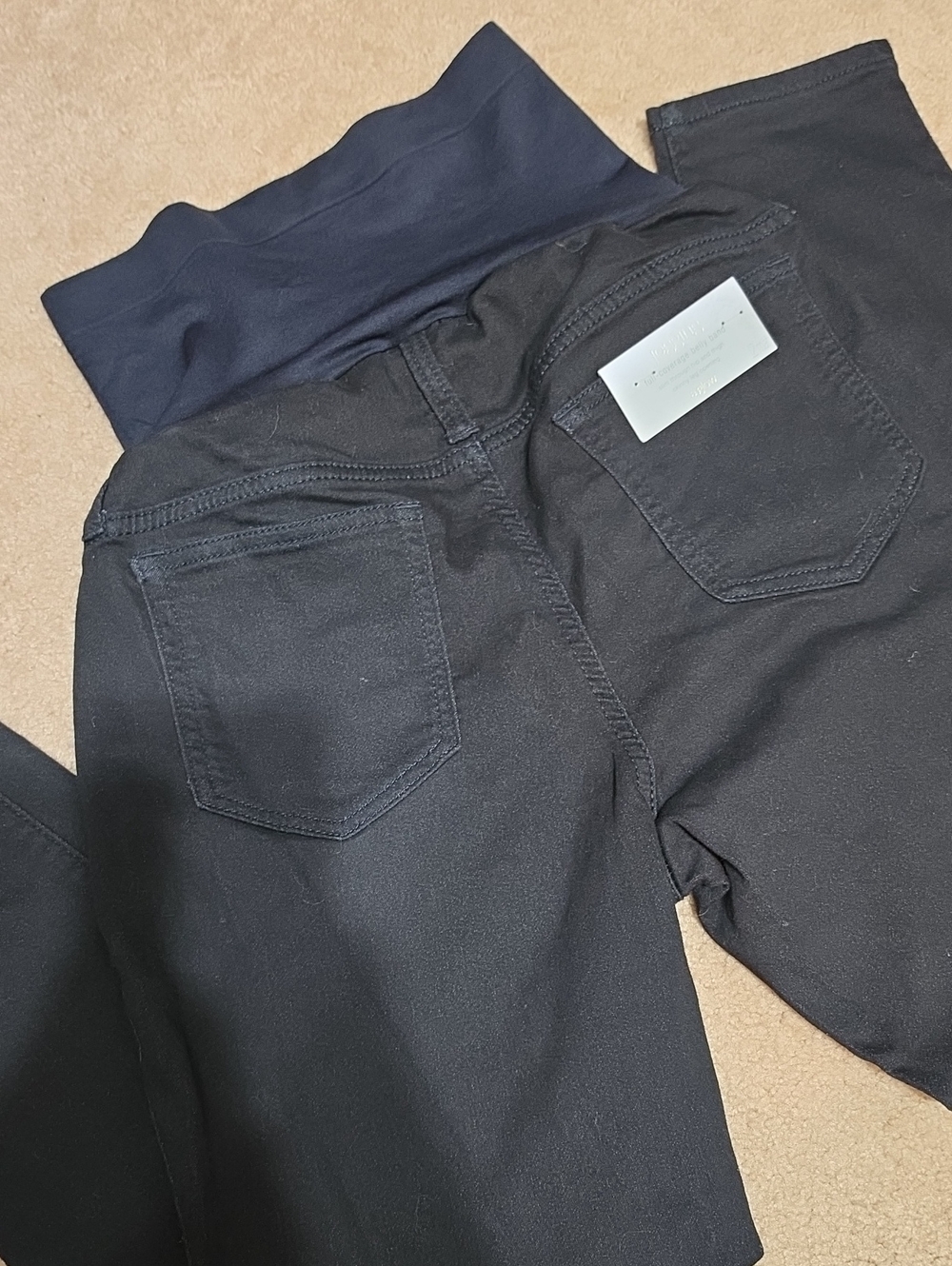 a:glow Black Skinny Jeans with Navy Pull-On Waistband - Picture 1 of 8